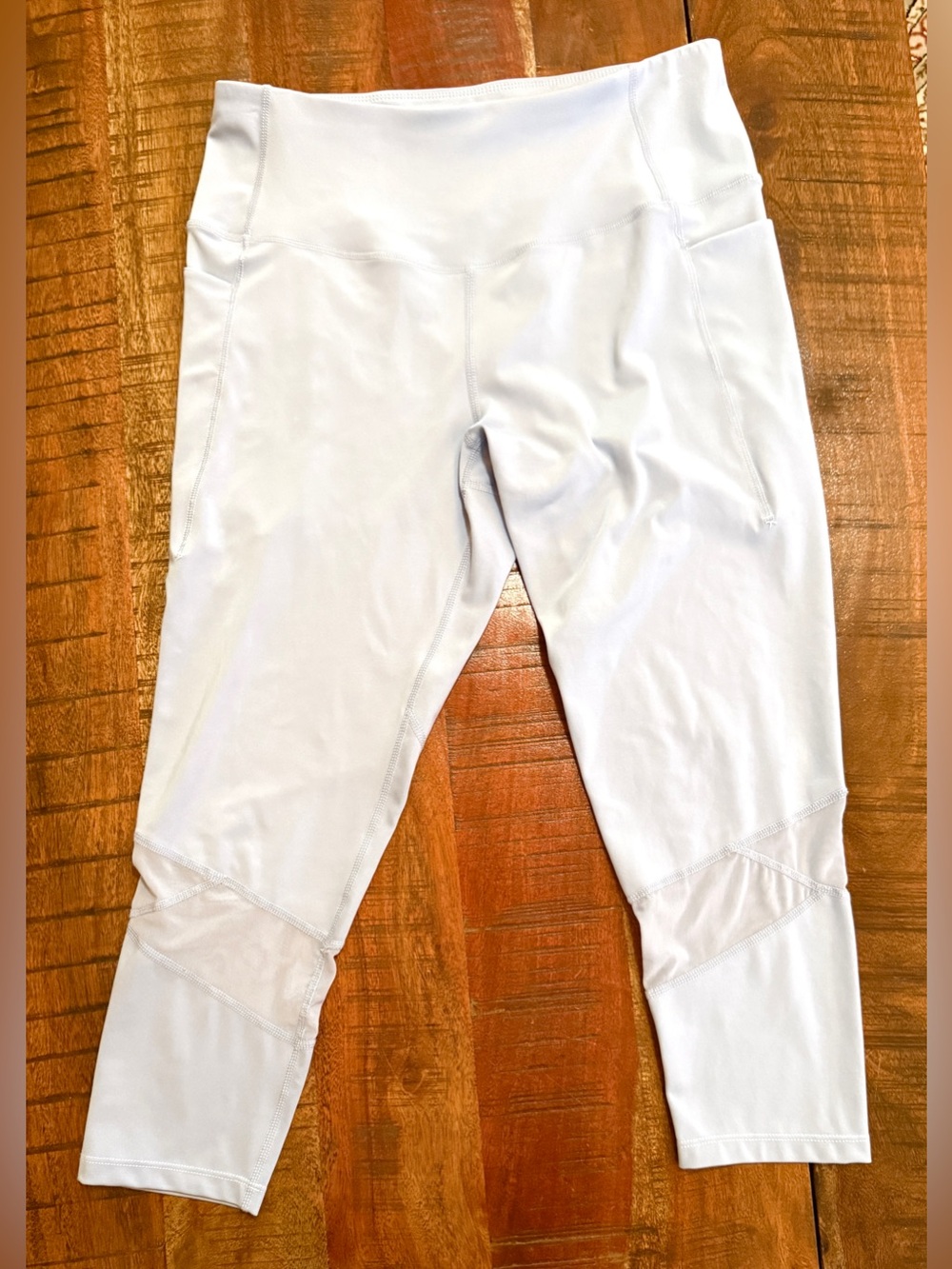 Women’s very soft light blue. High-Waist Active Leggings with Mesh Detail .